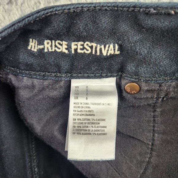 American Eagle Shorts Women's 2 Hi-Rise Festival Distressed Denim Jean Cutoff - Picture 10 of 10